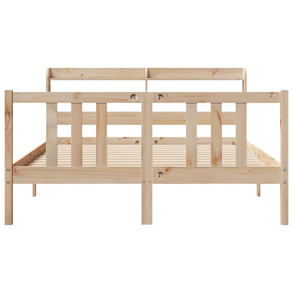 Bedframe met hoofdbord massief grenenhout 135x190 cm