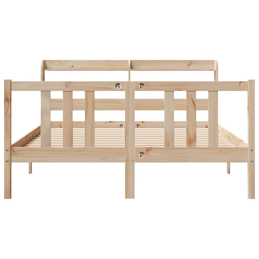 Bedframe met hoofdbord massief grenenhout 135x190 cm