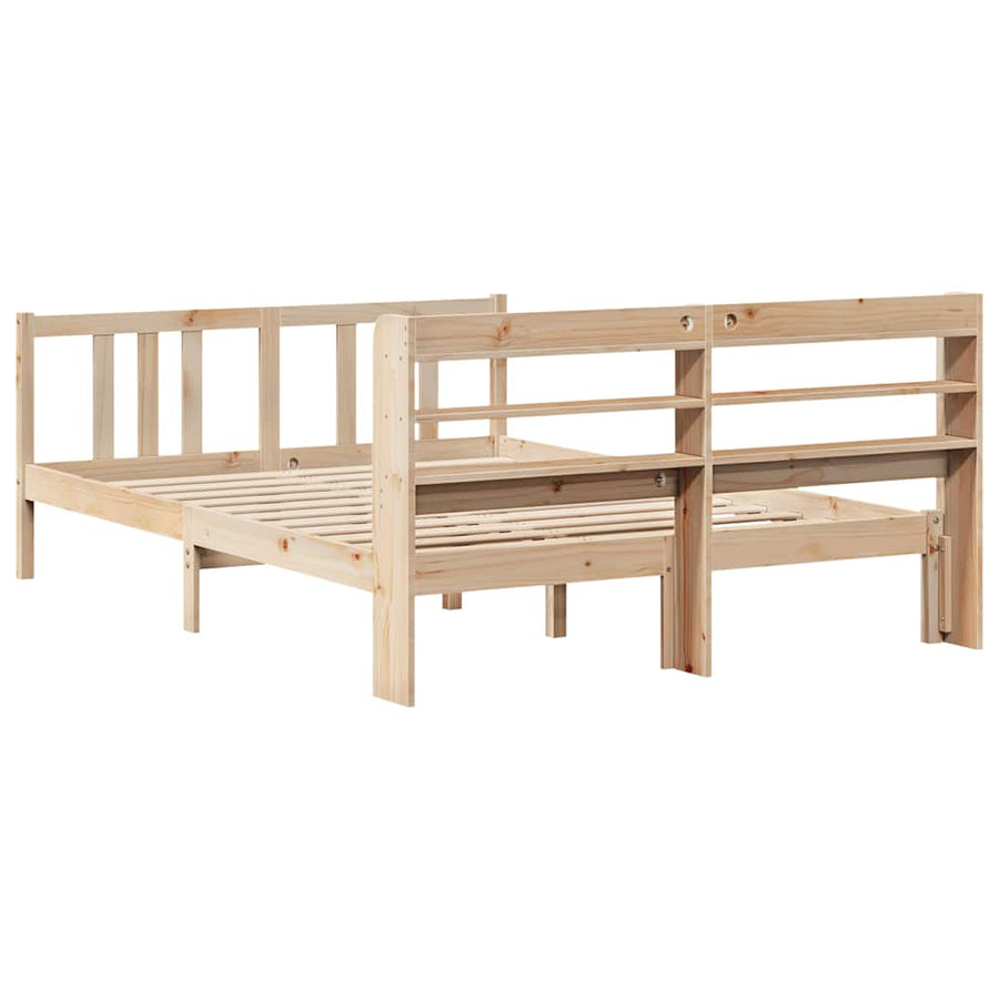Bedframe met hoofdbord massief grenenhout 135x190 cm