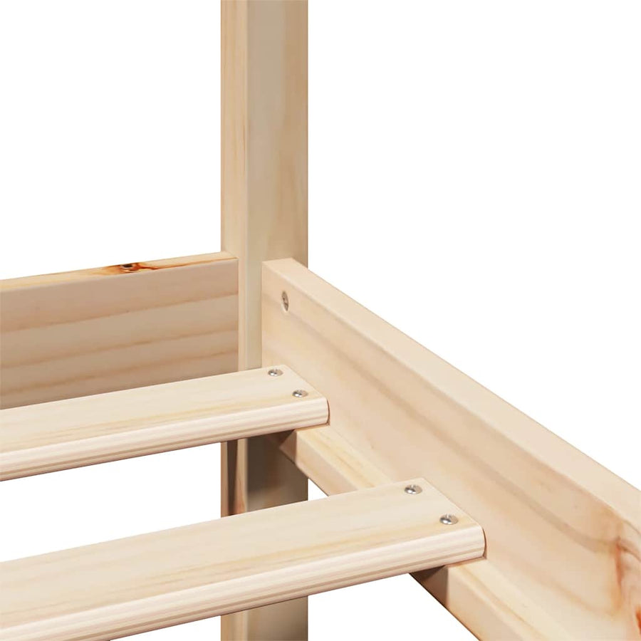 Bedframe met hoofdbord massief grenenhout 135x190 cm