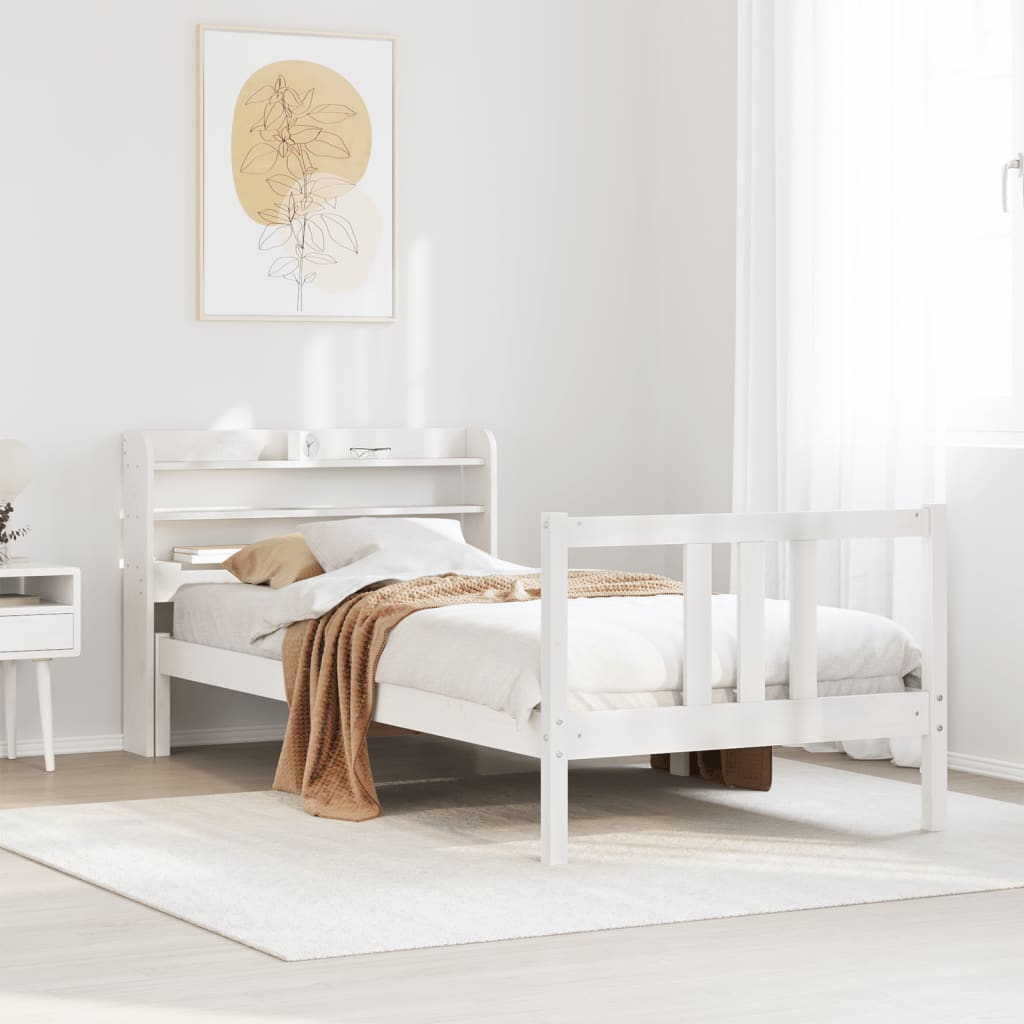 Bedframe met hoofdeinde zonder matras 90x200 cm wit