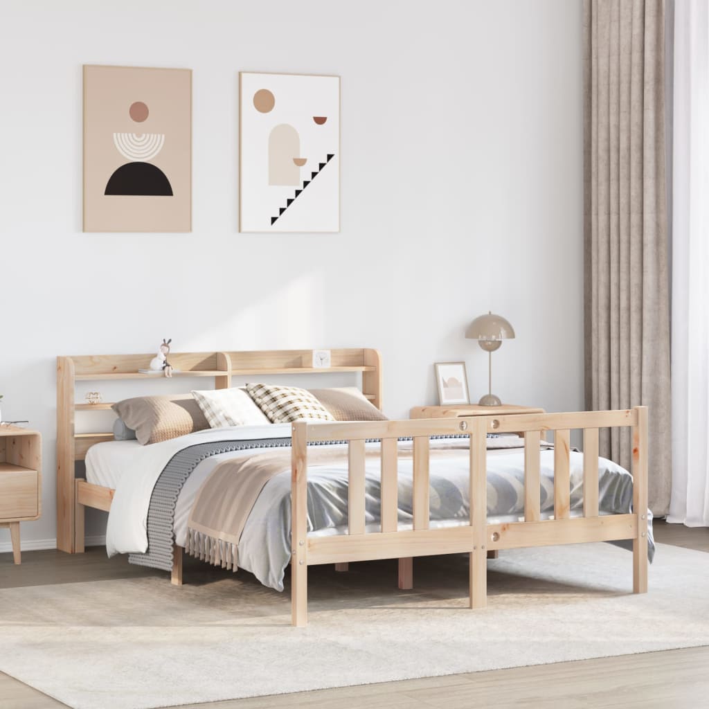 Bedframe met hoofdbord massief grenenhout 120x200 cm