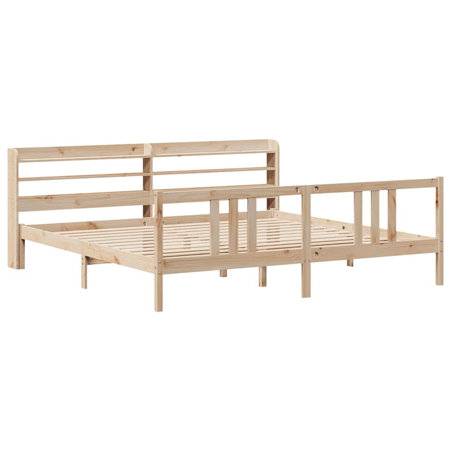 Bedframe met hoofdbord massief grenenhout 200x200 cm