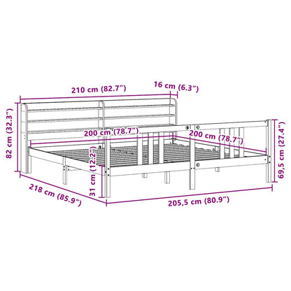 Bedframe met hoofdbord massief grenenhout 200x200 cm