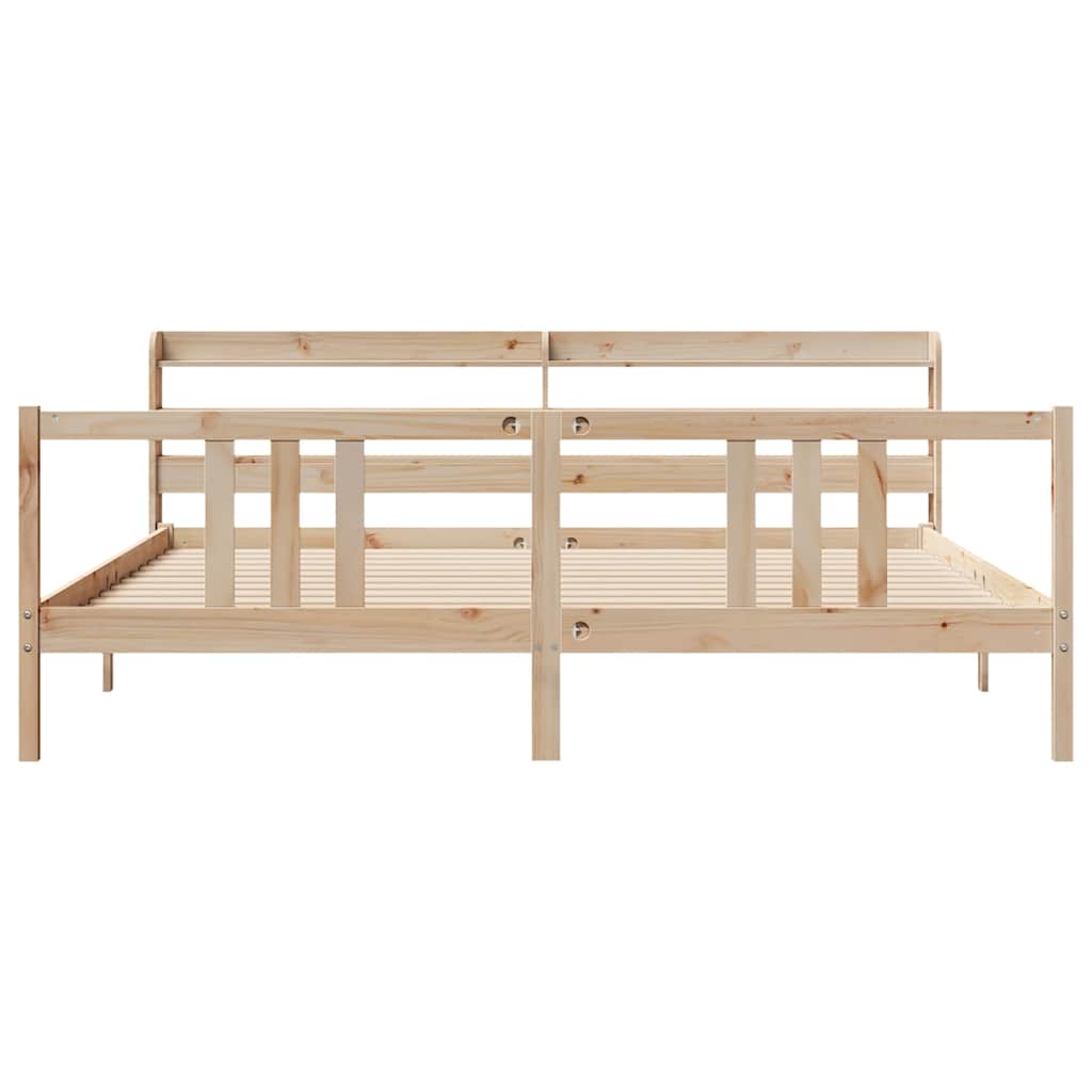 Bedframe met hoofdbord massief grenenhout 200x200 cm