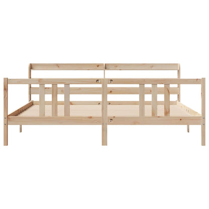 Bedframe met hoofdbord massief grenenhout 200x200 cm
