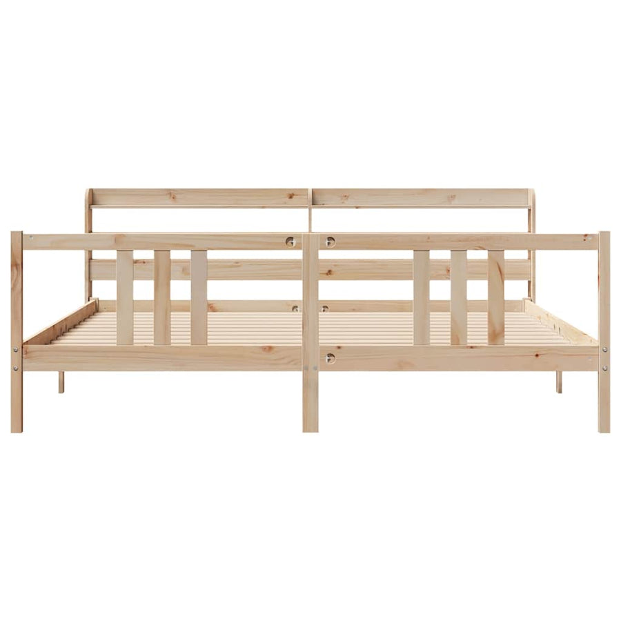 Bedframe met hoofdbord massief grenenhout 200x200 cm