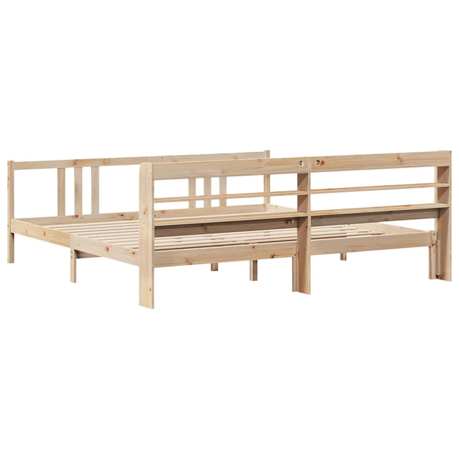 Bedframe met hoofdbord massief grenenhout 200x200 cm