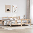 Bed frame with headboard solid pine wood 200x200 cm