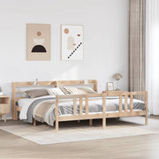 Bedframe massief grenenhout 200x200 cm met hoofdbord