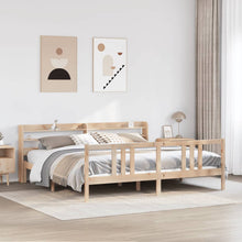 Bedframe met hoofdbord massief grenenhout 200x200 cm