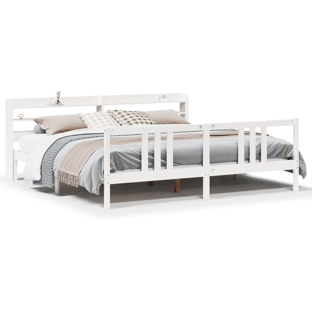 Bedframe met hoofdeinde zonder matras 200x200 cm wit