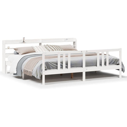 Bedframe met hoofdeinde zonder matras 200x200 cm wit