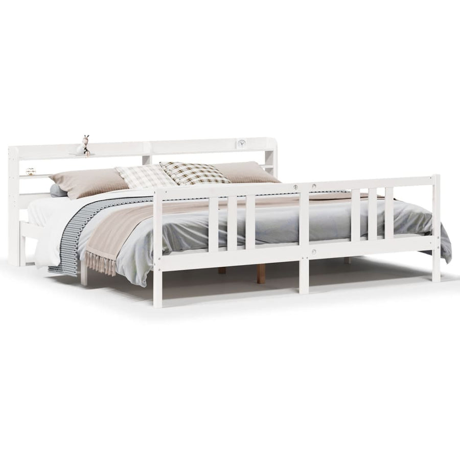 Bedframe met hoofdeinde zonder matras 200x200 cm wit