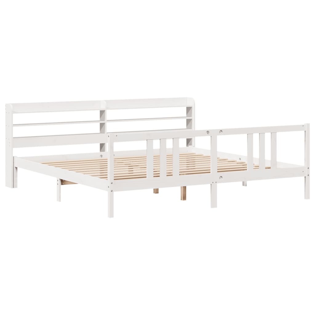 Bedframe met hoofdeinde zonder matras 200x200 cm wit