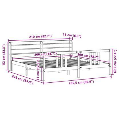 Bedframe met hoofdeinde zonder matras 200x200 cm wit