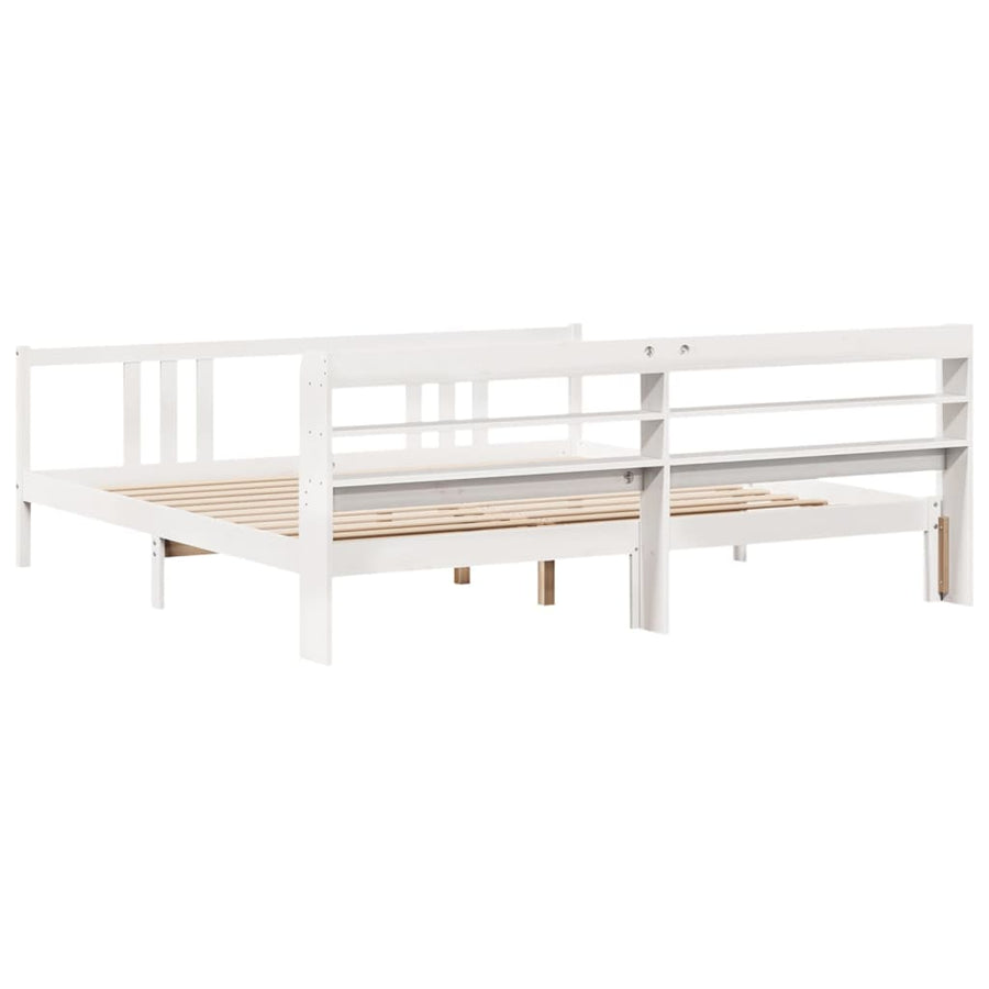 Bedframe met hoofdeinde zonder matras 200x200 cm wit