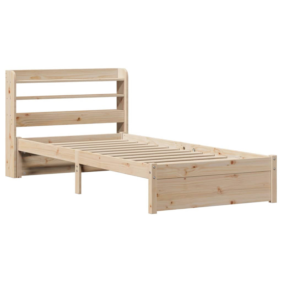 Bedframe met hoofdbord massief grenenhout 75x190 cm