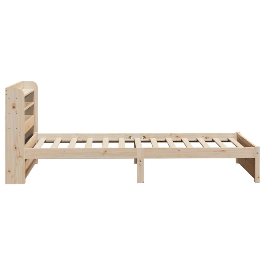 Bedframe met hoofdbord massief grenenhout 75x190 cm