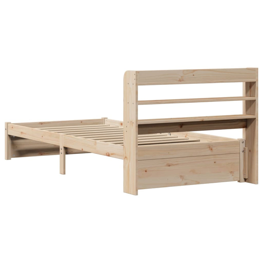 Bedframe met hoofdbord massief grenenhout 75x190 cm