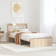 Bedframe massief grenenhout 75x190 cm met hoofdbord