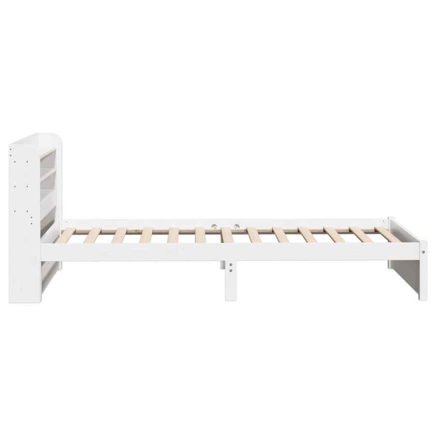 Bedframe met hoofdbord massief grenenhout wit 75x190 cm