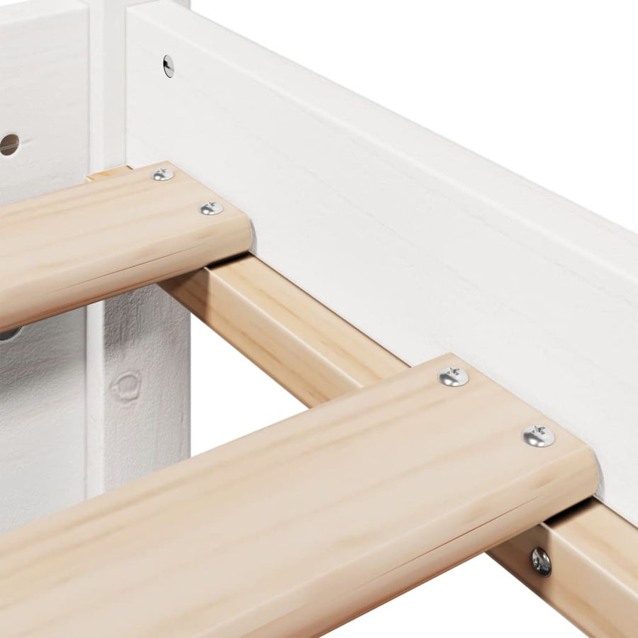 Bedframe met hoofdbord massief grenenhout wit 75x190 cm