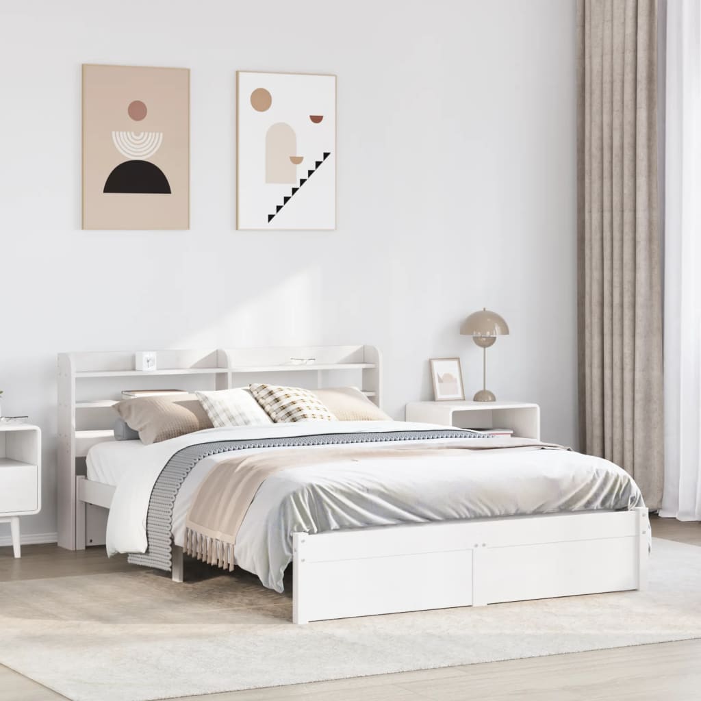 Bedframe Met Hoofdbord Massief Grenenhout 135 x 190 cm