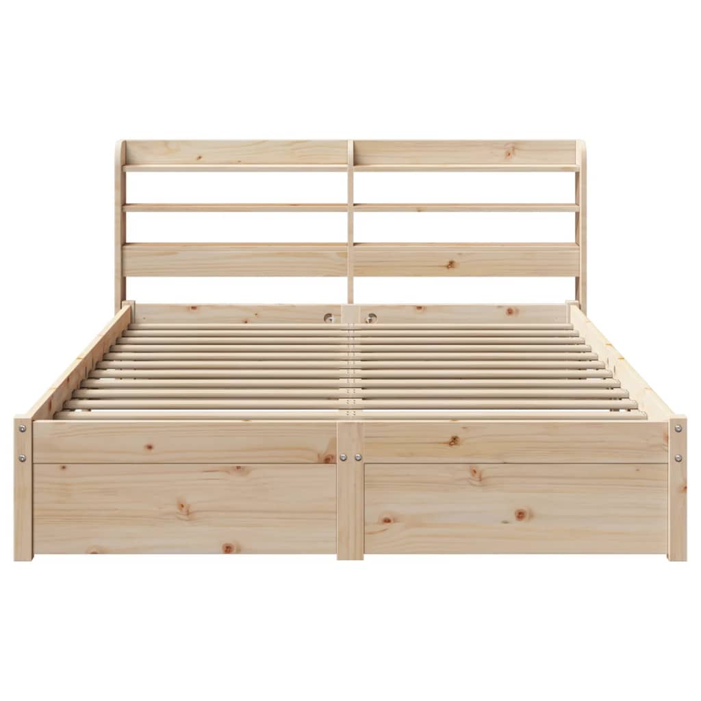 Bedframe met hoofdbord massief grenenhout 140x190 cm