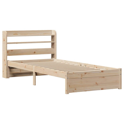 Bedframe met hoofdbord massief grenenhout 90x200 cm