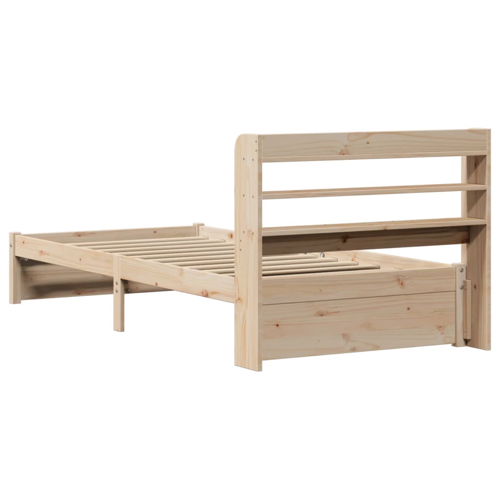 Bedframe met hoofdbord massief grenenhout 90x200 cm