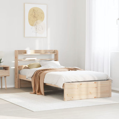 Bedframe met hoofdbord massief grenenhout 90x200 cm