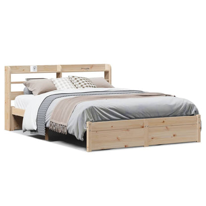Bedframe met hoofdbord massief grenenhout 120x200 cm