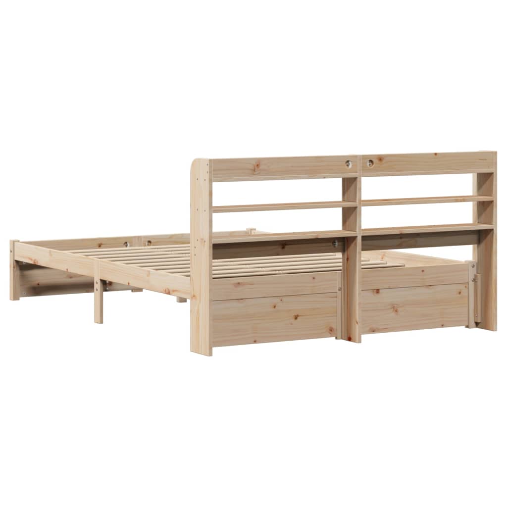 Bedframe met hoofdbord massief grenenhout 120x200 cm