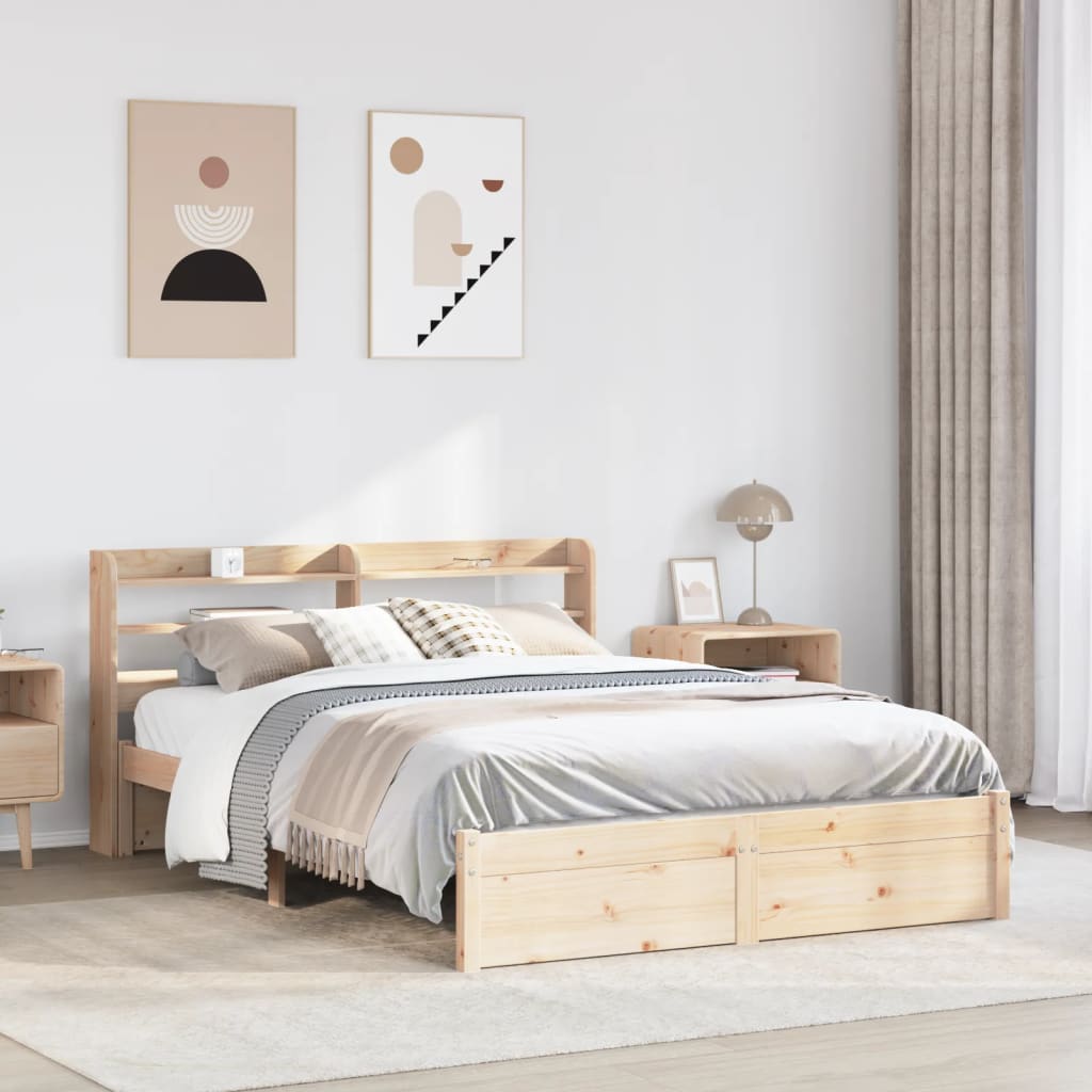 Bedframe met hoofdbord massief grenenhout 120x200 cm