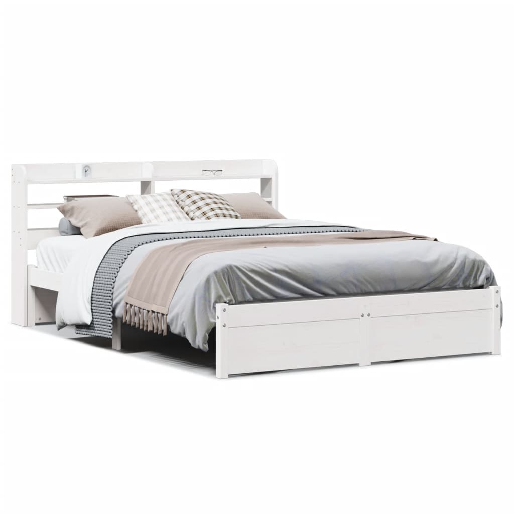 Bedframe met hoofdeinde zonder matras 120x200 cm wit