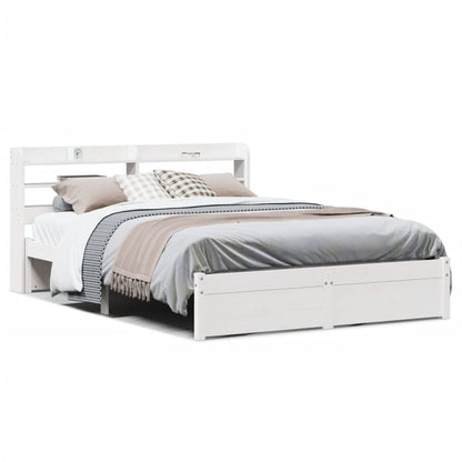 Bedframe met hoofdeinde zonder matras 120x200 cm wit
