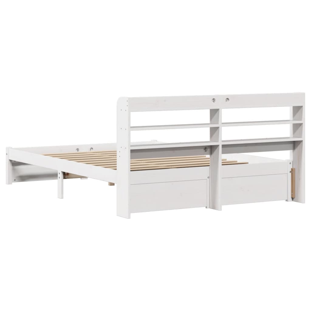 Bedframe met hoofdeinde zonder matras 120x200 cm wit