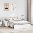 Bedframe 120x200 cm massief grenenhout wit met hoofdeinde
