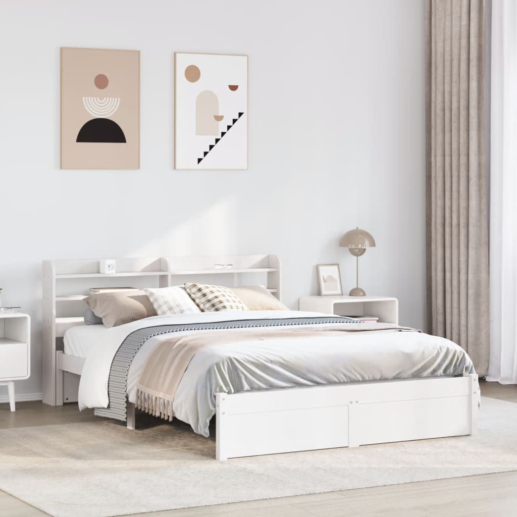 Bedframe met hoofdeinde zonder matras 160x200 cm wit