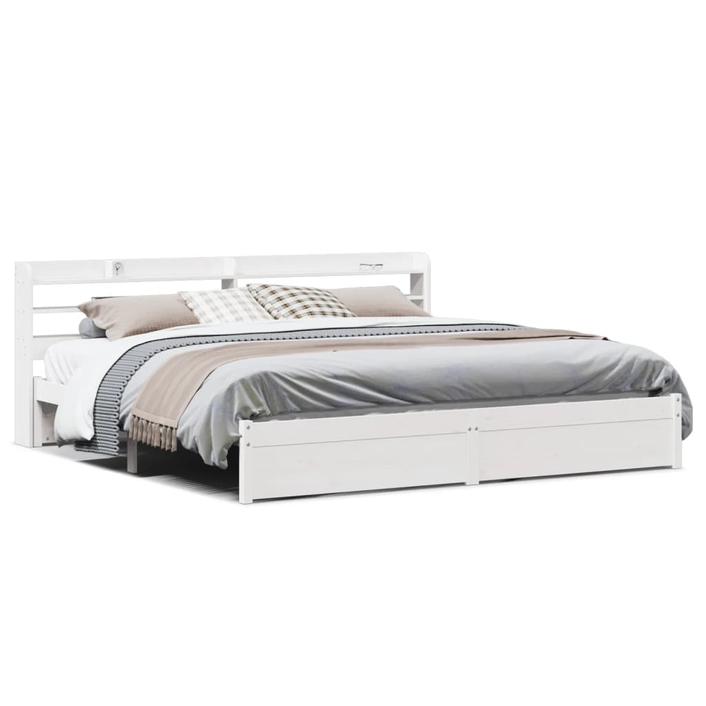Bedframe met hoofdeinde zonder matras 180x200 cm wit