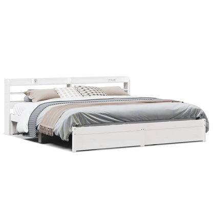 Bedframe met hoofdeinde zonder matras 180x200 cm wit