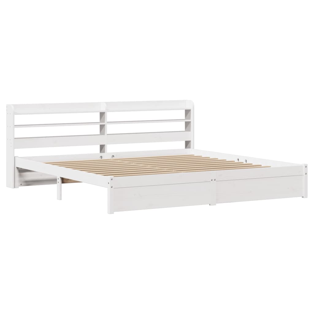 Bedframe met hoofdeinde zonder matras 180x200 cm wit