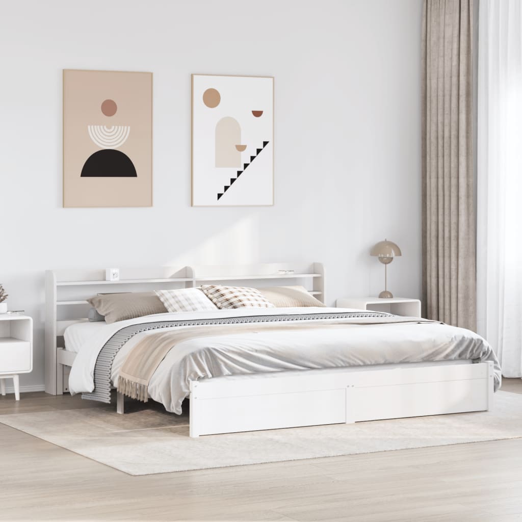 Bedframe met hoofdeinde zonder matras 180x200 cm wit