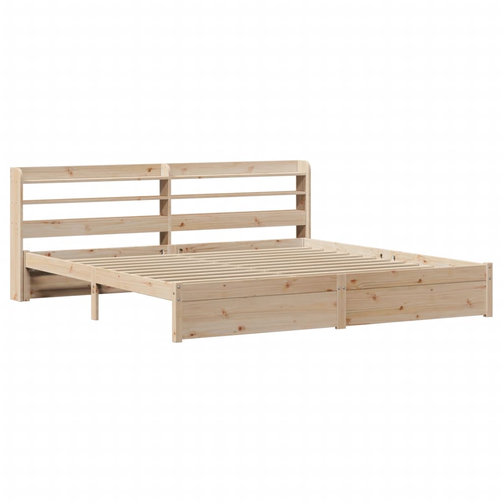 Bedframe met hoofdbord massief grenenhout 200x200 cm