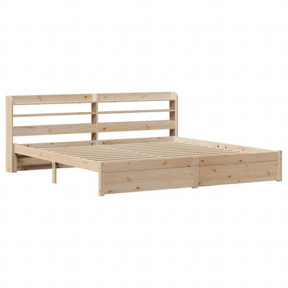 Bedframe met hoofdbord massief grenenhout 200x200 cm