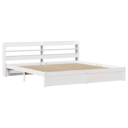 Bedframe met hoofdeinde zonder matras 200x200 cm wit