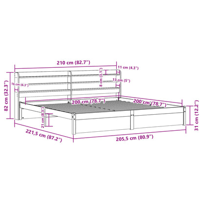 Bedframe met hoofdeinde zonder matras 200x200 cm wit