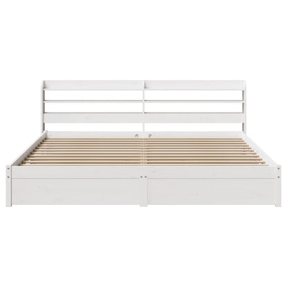 Bedframe met hoofdeinde zonder matras 200x200 cm wit