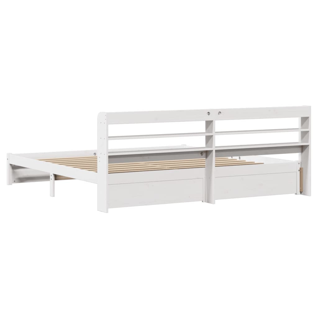 Bedframe met hoofdeinde zonder matras 200x200 cm wit